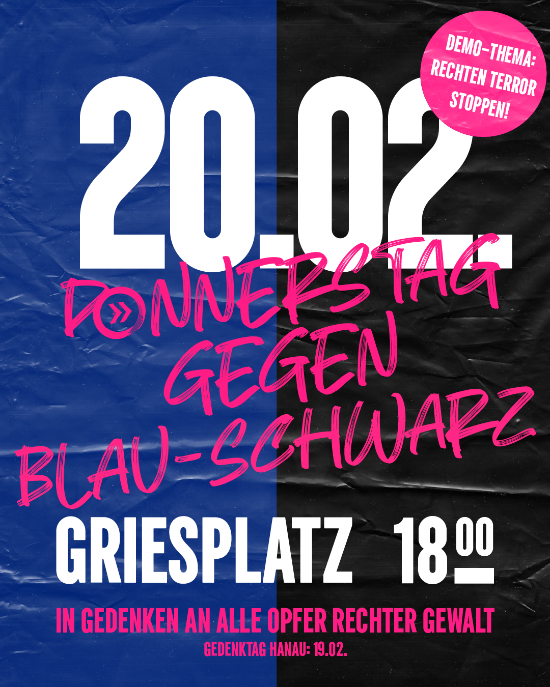 Donnerstagsdemo 20. Februar gegen Blau-Schwarz!